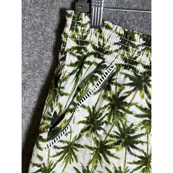 Briggs Elastic Waist Linen Blend Shorts Womens XXL Green Palm Tree Pockets NWT - Picture 8 of 14
